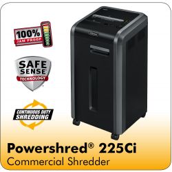 Fellowes Powershred® 225Ci 100% Jam Proof Cross-Cut Shredder with SafeSense® Technology